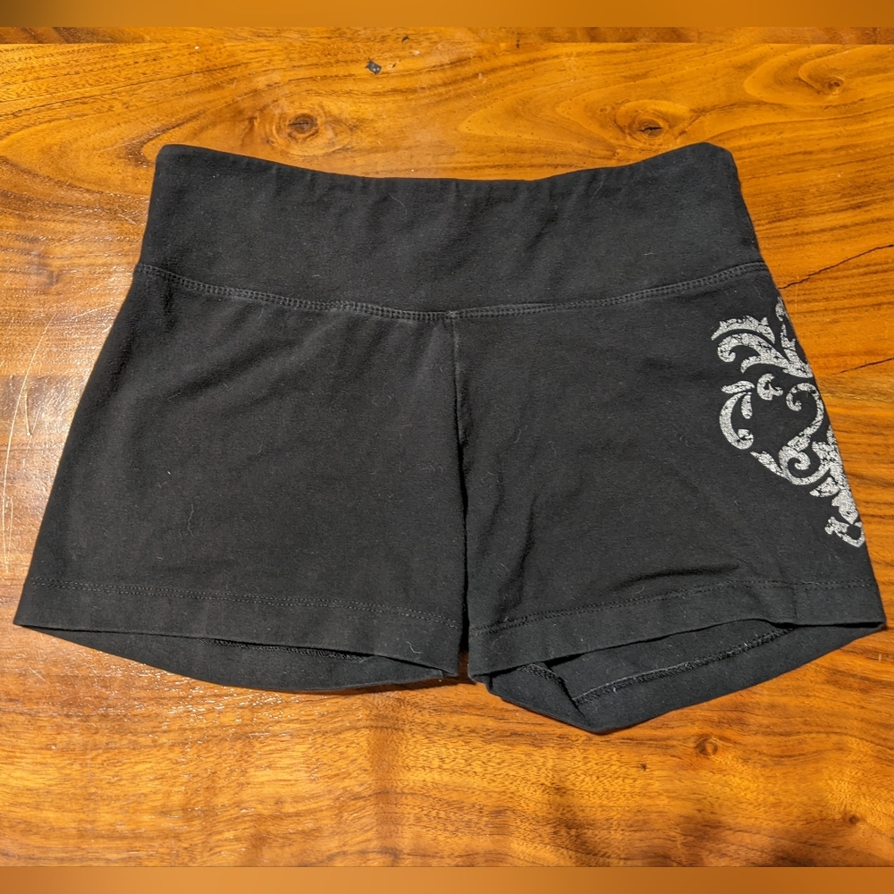 Balance Collection by Marika - Soft Yoga Shorts | Medium | Black Fleur-De-Lis